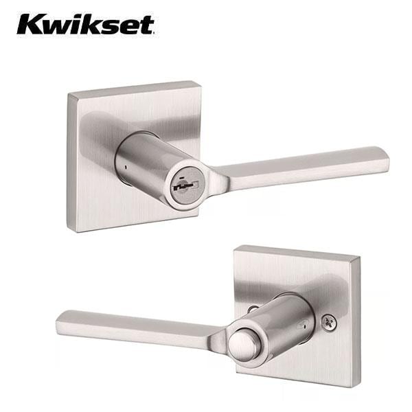 Kwikset: Lisbon Entry Lever with Square Rose  Satin Nickel  / with SmartKey Technology